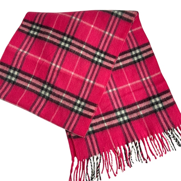 Royal Rossi Scarf 100% Cashmere Pink Black Nova Check Fringe Rectangle - Picture 1 of 4